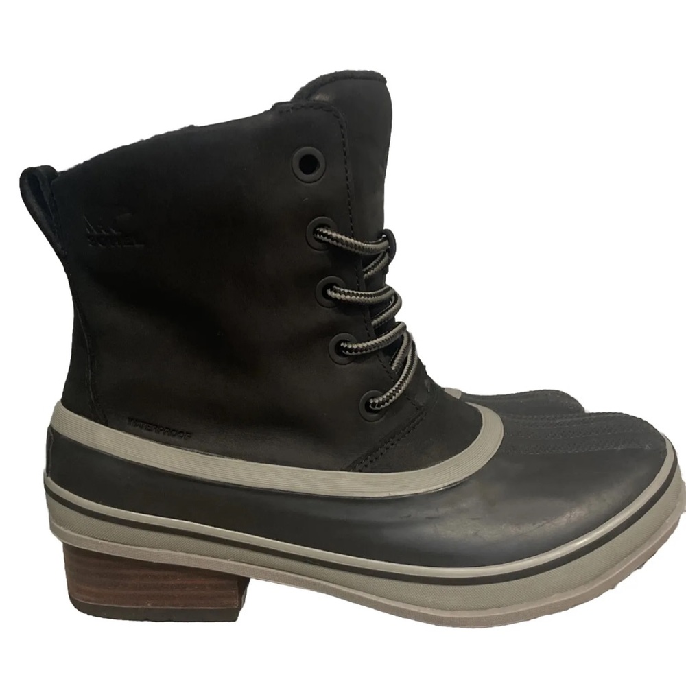 SOREL Women's Slimpack III Lace Boot Black Waterproof Leather Winter Boots